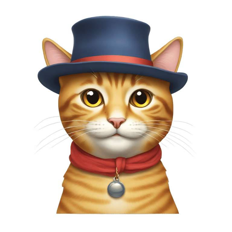 絵文字：A read cat with a hat