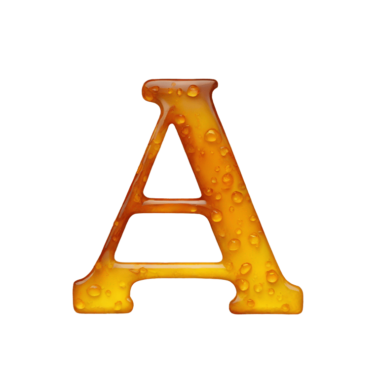 genmoji: Letter a made out of amber paint