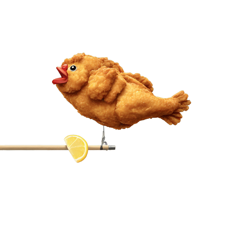 genmoji: Fried chicken on fishing rod