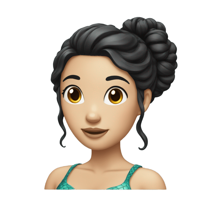 genmoji: A mermaid with black hair in a bun