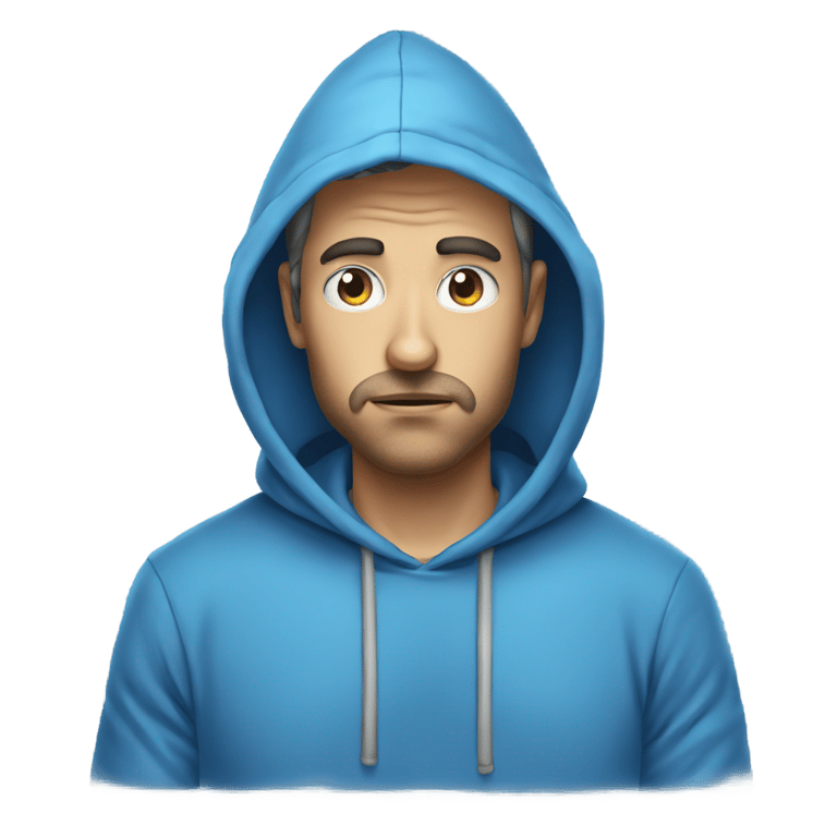 genmoji : Draw a bored blue guy with a hood