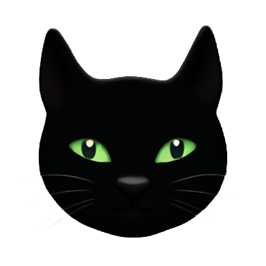 genmoji: Black cat with green eyes