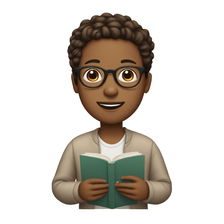 genmoji: an androgynous person with brown skin and glasses, reading