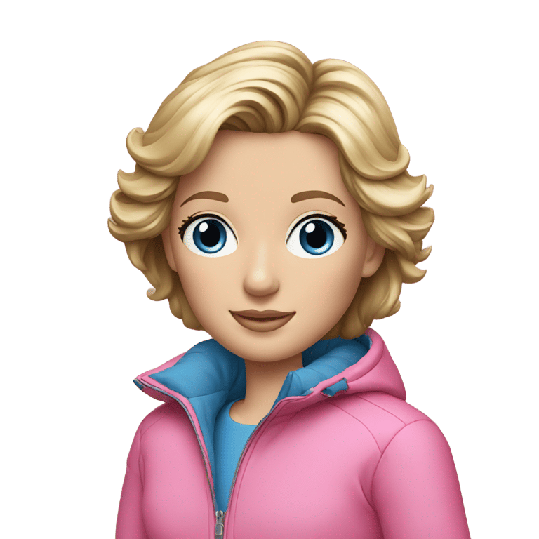 genmoji: Princess Diana with blue eyes and pink ski jacket