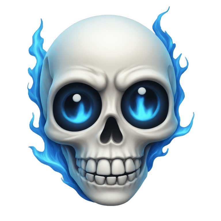 genmoji: skeleton with blue flame coming out of right eye