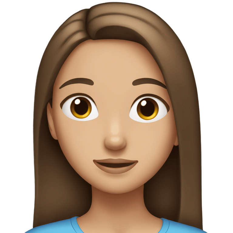 genmoji: girl with straight brown hair, blue eys