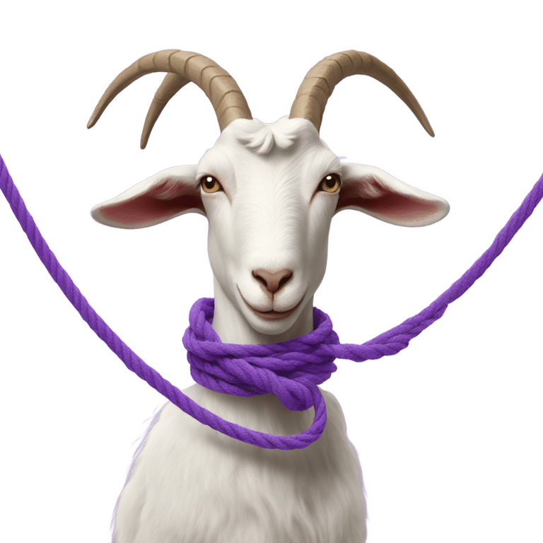 genmoji: a goat wereing a purple rope thats a woman