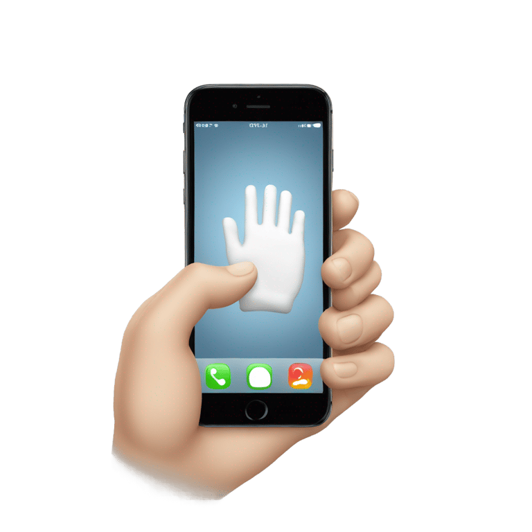 genmoji : One white hand having an Iphone into