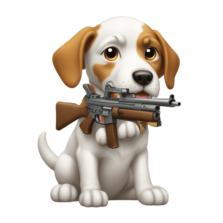 genmoji: a dog with a gun