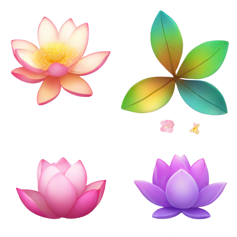 絵文字：蓮の花と虹と輝きと桜