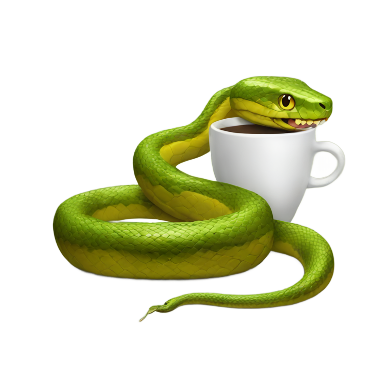 絵文字：コーヒーを手に持つ蛇