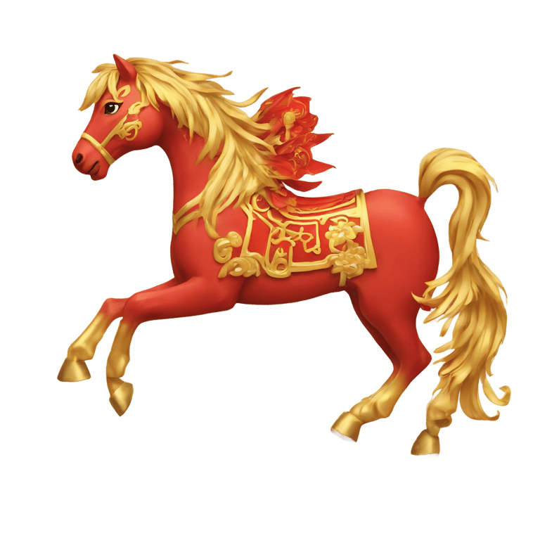 絵文字：A red and gold horse representing the Chinese zodiac