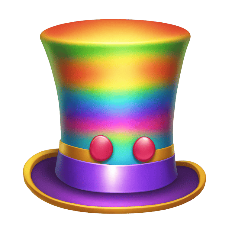 genmoji: A Rainbow magician top hat,