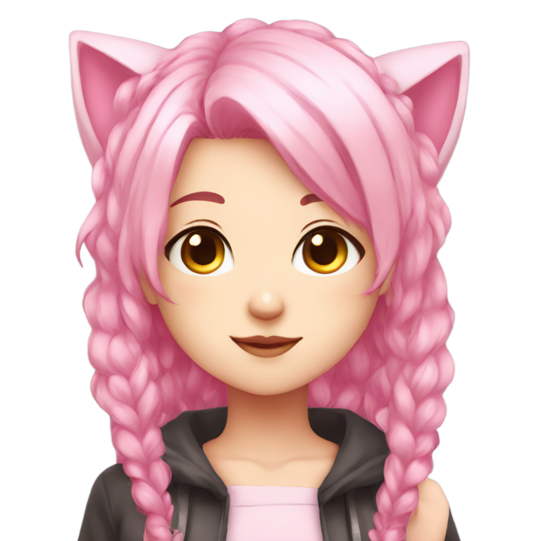 genmoji: Cute anime girl with cat ears and pink hair