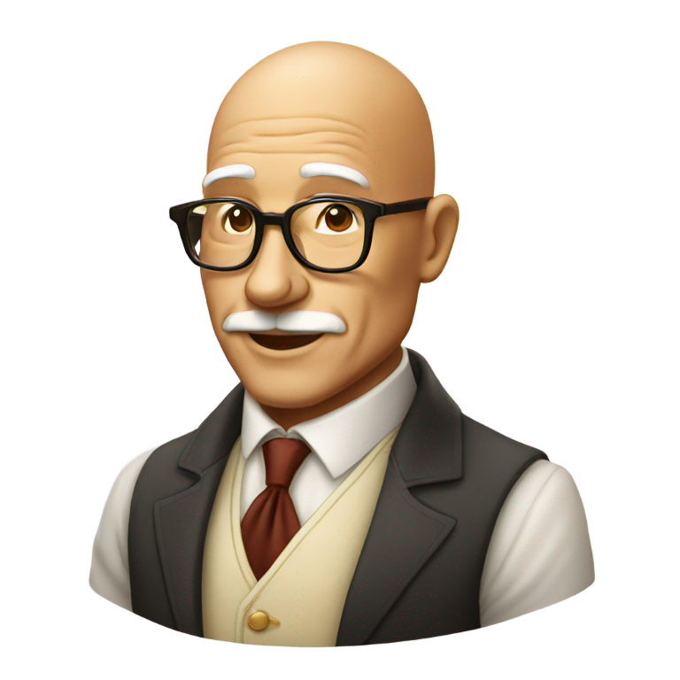 genmoji: and old rich bald farmer with glasses living the lavish life