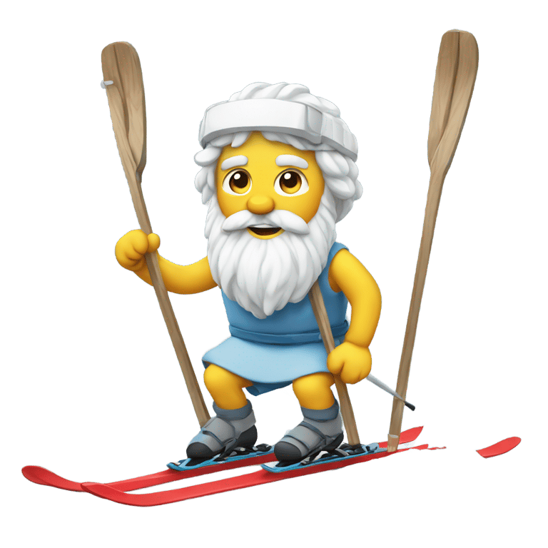 genmoji : Socrate sur des skis de montagne