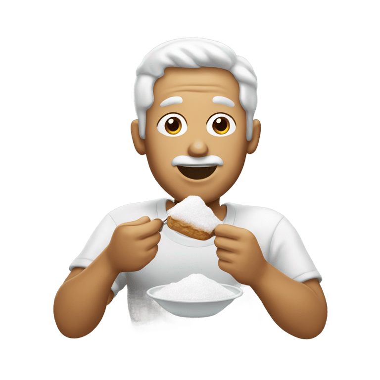 genmoji: Man eating powdered sugar