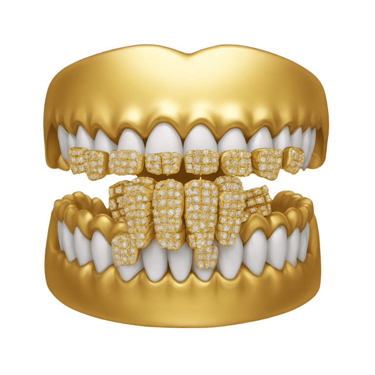 genmoji: Gold teeth and grills with diamonds