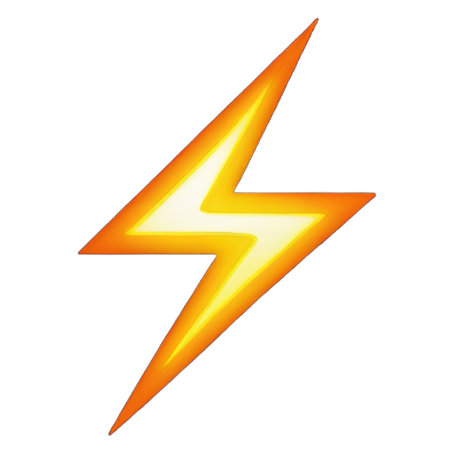 genmoji : A glowing blue lightning bolt symbol. The bolt is sharp and angular, with a bright, fiery blue outline that gives it a luminous and energetic appearance.