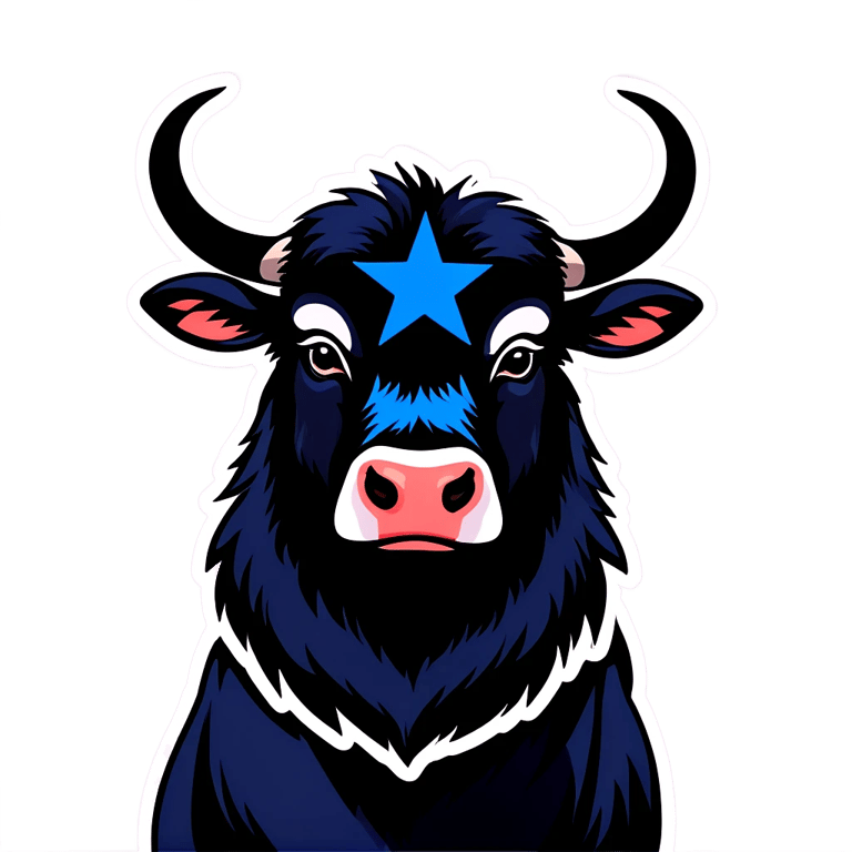 genmoji: A black ox with a blue star on its forehead