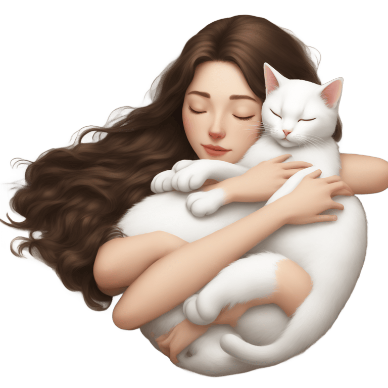 genmoji: White kitty sleeping on brunette white in girl lap