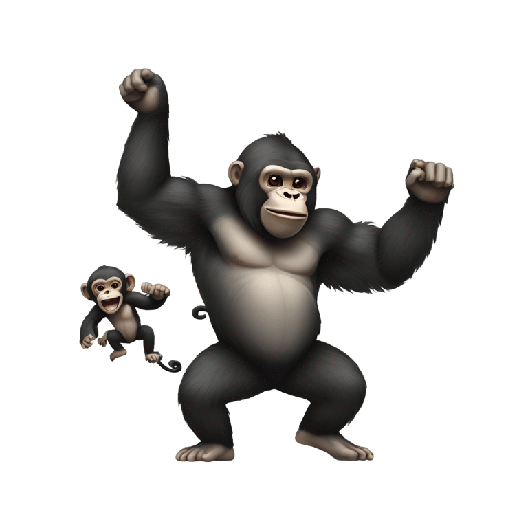 genmoji: a monkey with a gorilla dancing