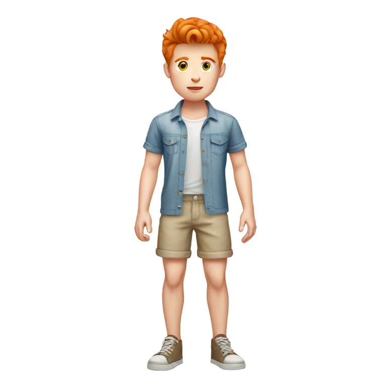 genmoji: ginger twink man wearing shorts with shirt