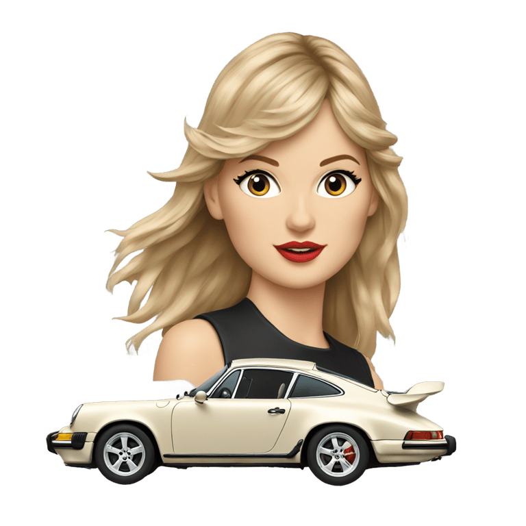 genmoji: Taylor Swift Driving Porsche