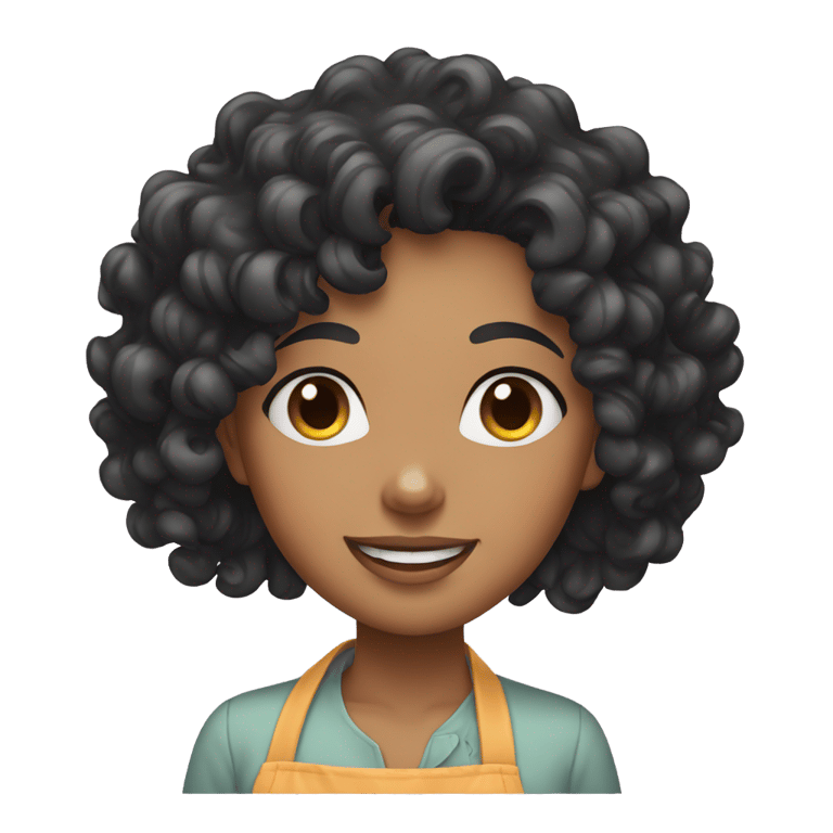 genmoji: girl with curly  black  hair cooking