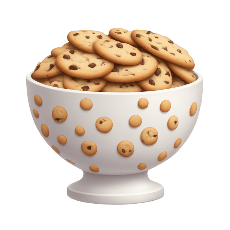 genmoji: large fancy pastel white bowl of cookies