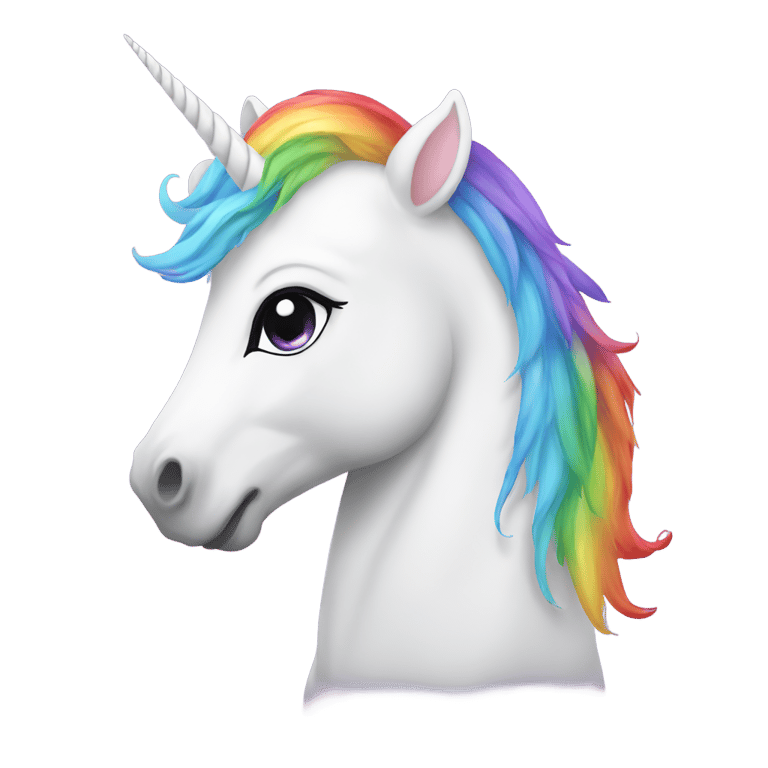 genmoji: White unicorn with rainbow on bottom of mane