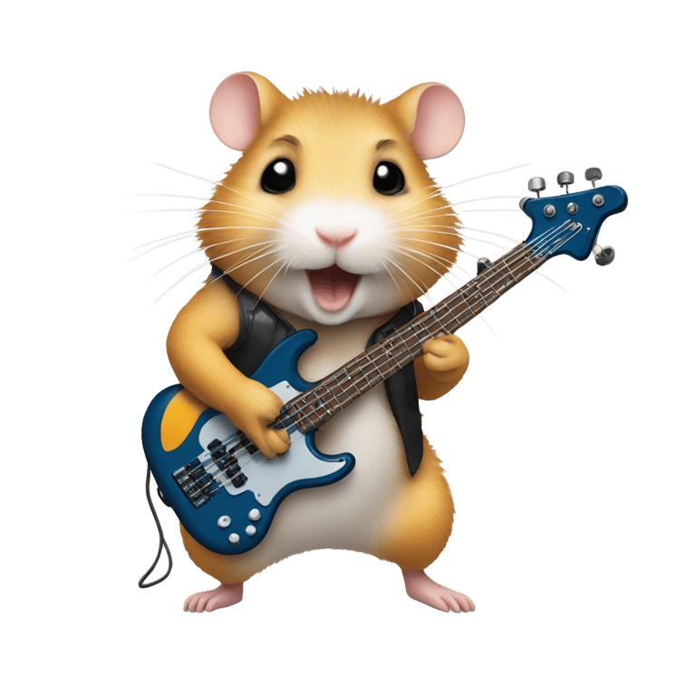 genmoji: Hamster playing electric bass