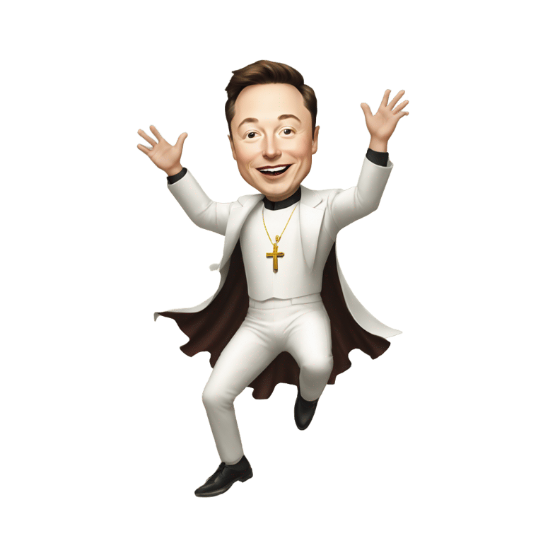 genmoji: Elon musk dancing while under the influence of the Catholic church