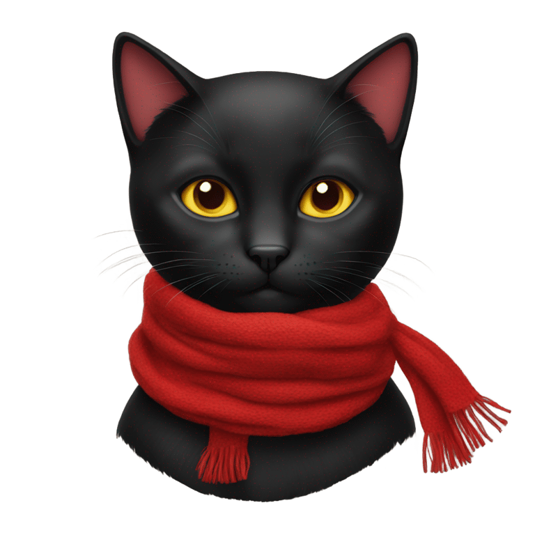 genmoji: Black cat with red scarf