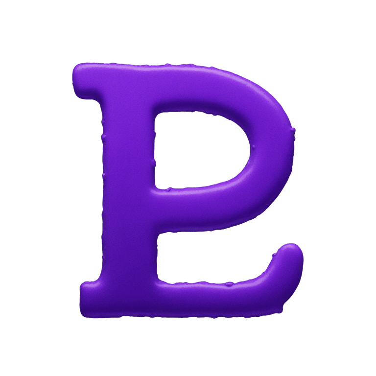 genmoji: Letter p made out of purple paint