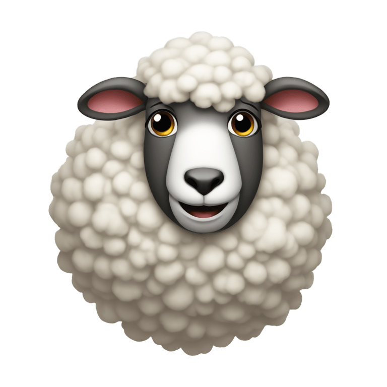 genmoji: an embarrassed sheep in clown makeup