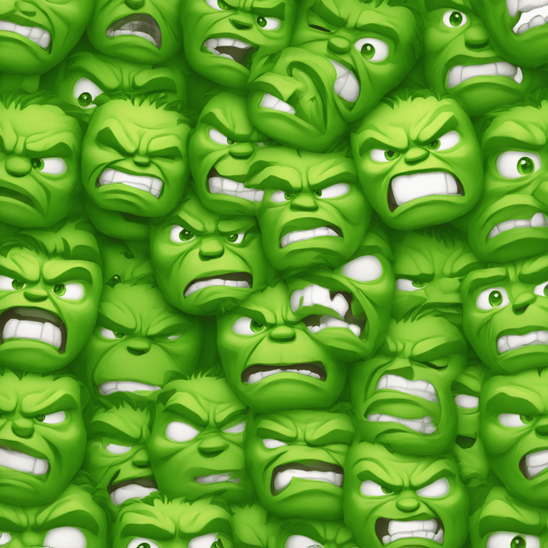 genmoji: 🟢👺😂 The green "Hulk" emoji represents the Hulk character. The angry face emoji shows the Hulk's signature fierce expression. And the laughing face emoji conveys that the Hulk's face or actions are funny.