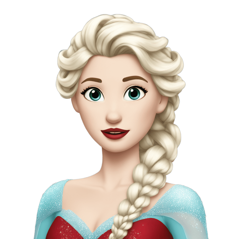 genmoji: Elsa open hair red lips