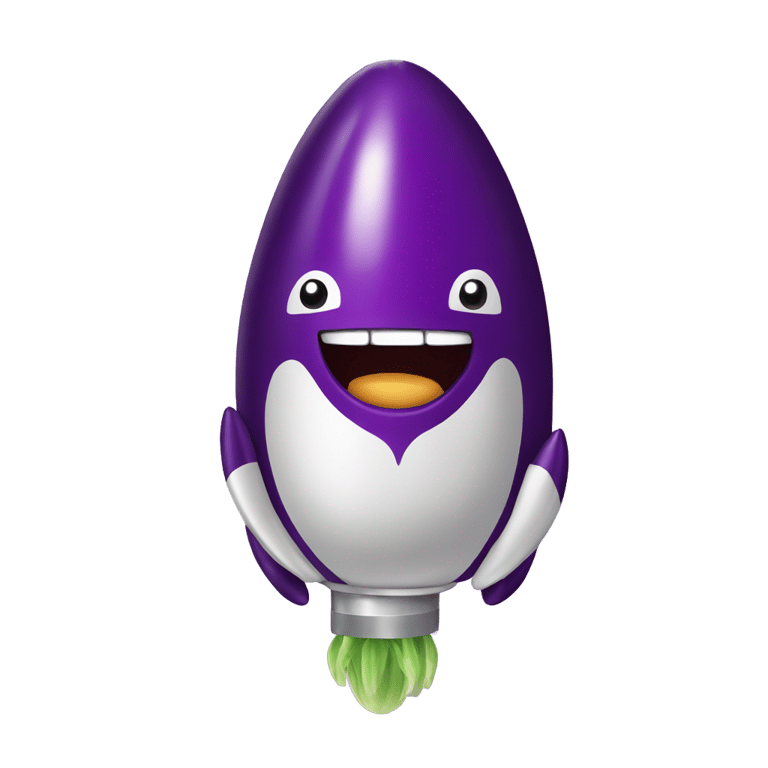 genmoji: Eggplant as a rocket