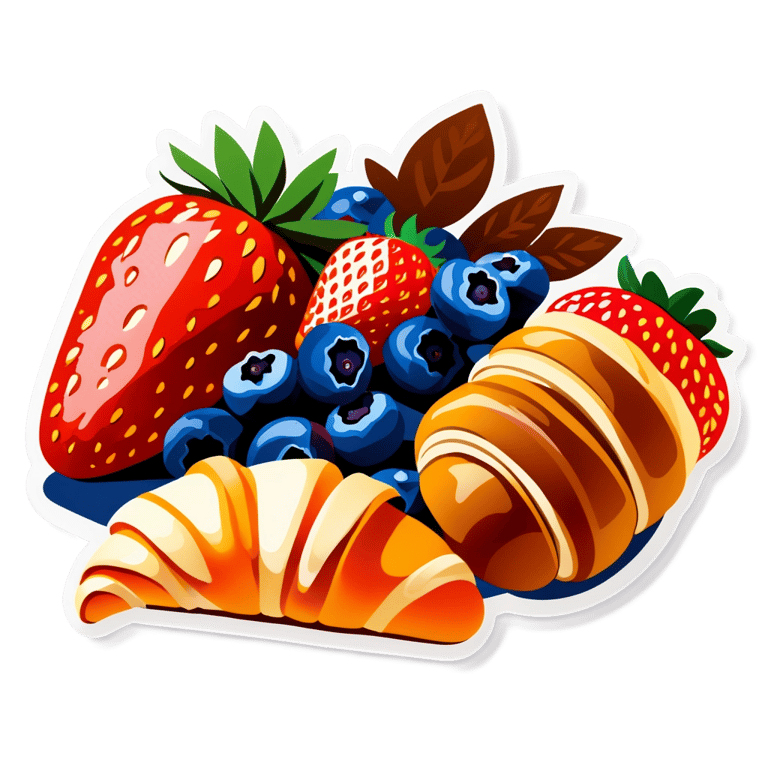 genmoji: Blueberries, strawberries, peaches, and croissants.