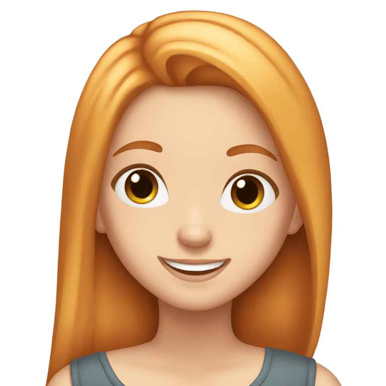 絵文字：a beautiful white girl smiling with a ginger and straight hair