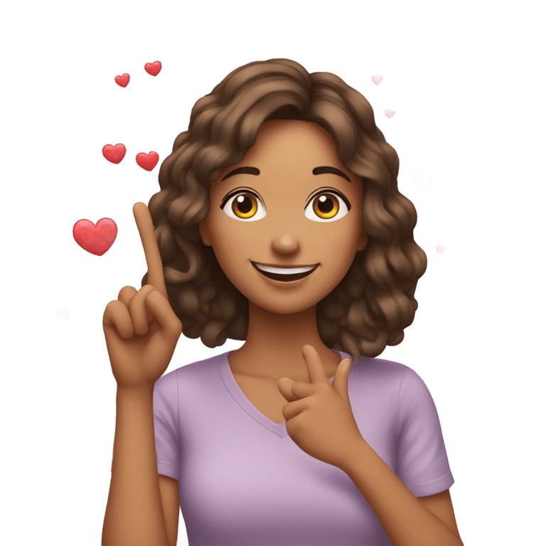 genmoji: a woman doing finger hearts while smiling with heart eyes