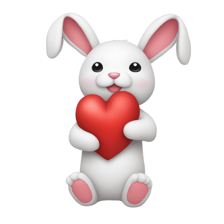 genmoji: plushie bunny holding red heart