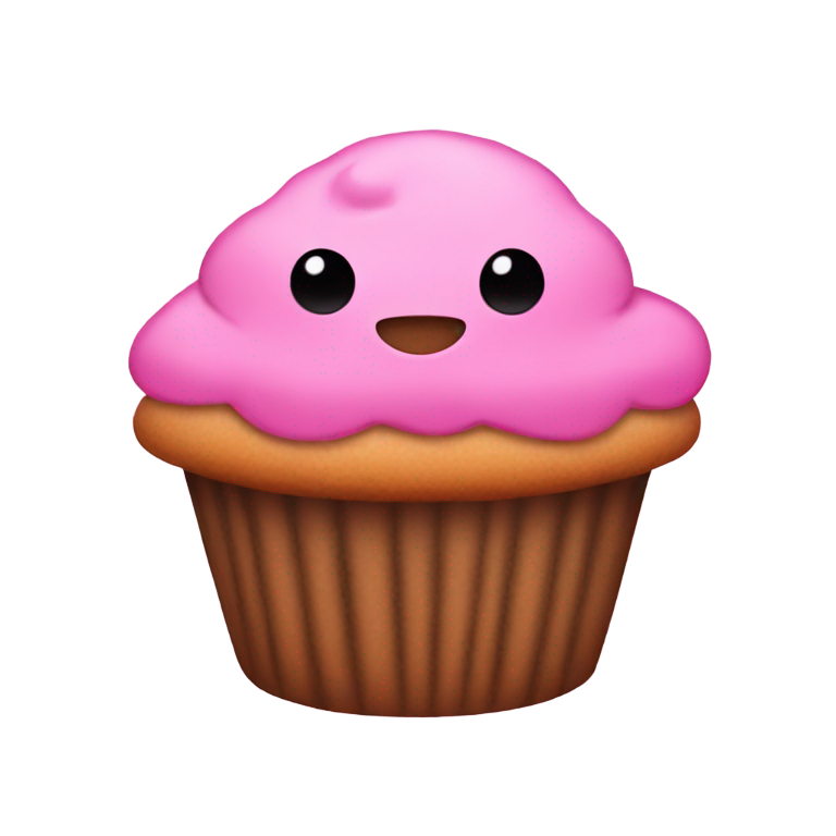 genmoji: pink muffin with black thin hands and legs.