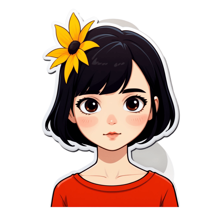 絵文字：黒髪ショートヘアの可愛い女性が、白い肌を露出し、恥ずかしそうにこちらを見ています。