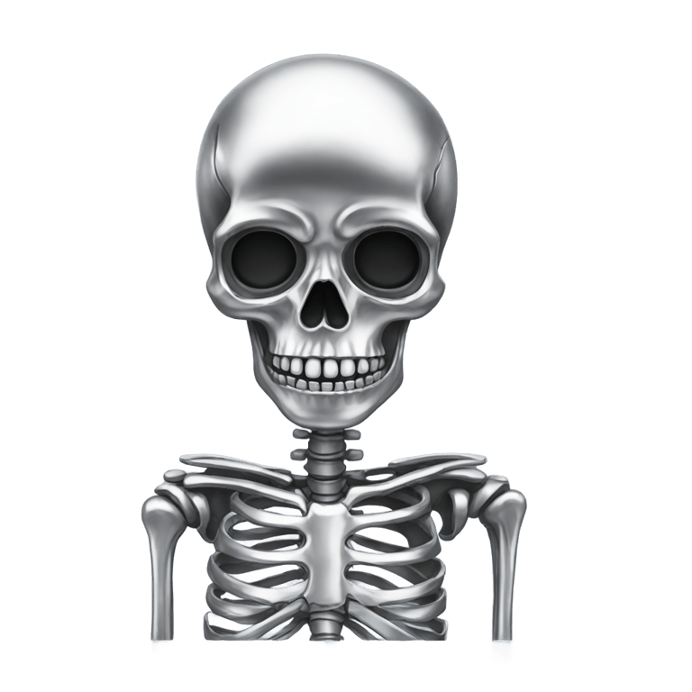 genmoji: Skeleton made out of chrome