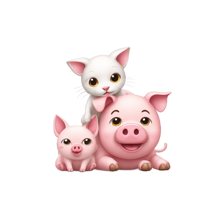 genmoji: cat and pig sit