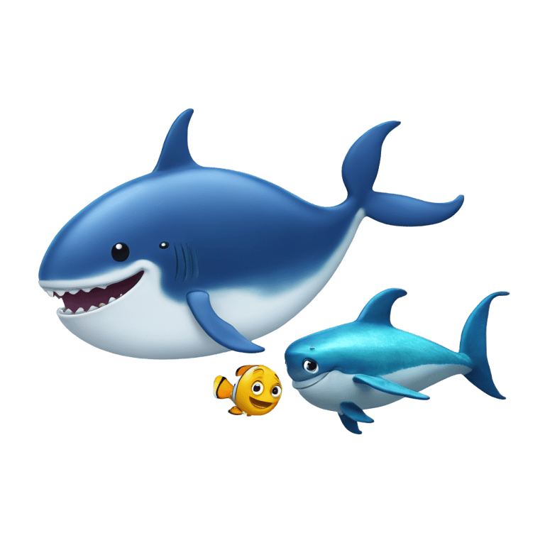 genmoji: A goofy fish and a huge whale