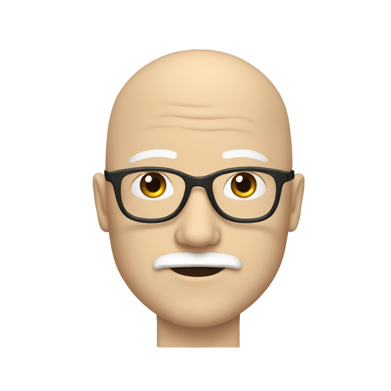 genmoji: white bald guy with black mustache, beard and glasses