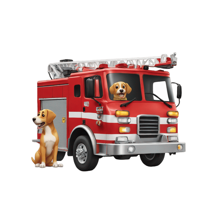 絵文字：A dog on a fire truck